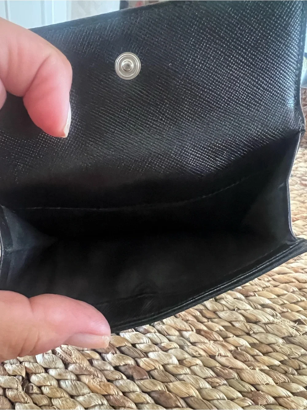 Prada Black Tessuto Nylon Triangle Logo Trifold Wallet Vintage